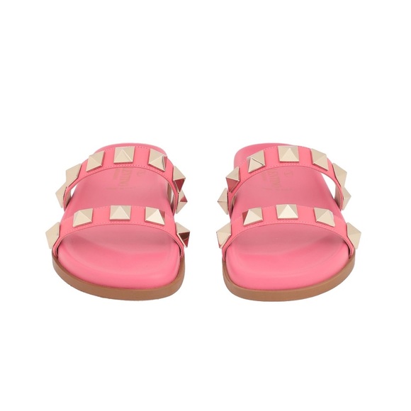 Women's Pink Valentino Garavani Macro Stud Slides - Picture 2 of 4